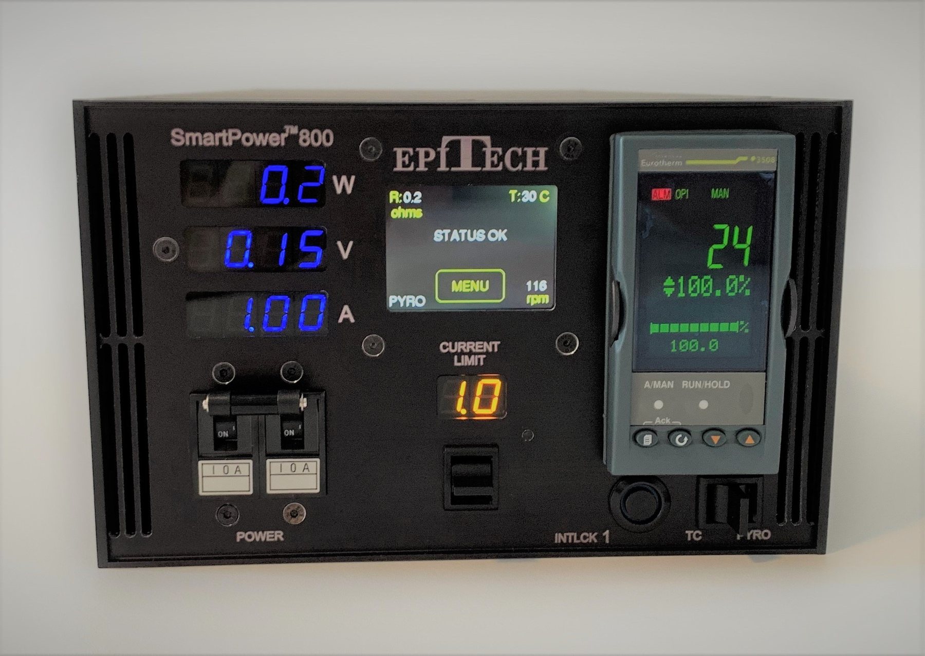 SmartPower 800 substrate heater supply front panel with Eurotherm controller